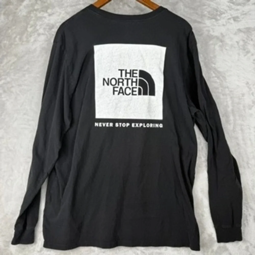 The North Face Mens Long Sleeve T Shirt Black White‎ Logo Graphic Tee XL